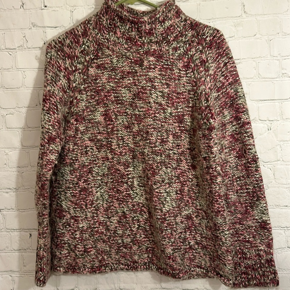 Columbia heavy marled knit funnel neck sweater